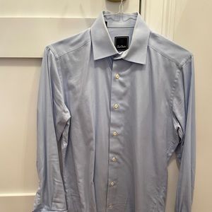 David Donahue Blue Trim Fit French Cuff Dress Shirt - 15.5 : 32/33